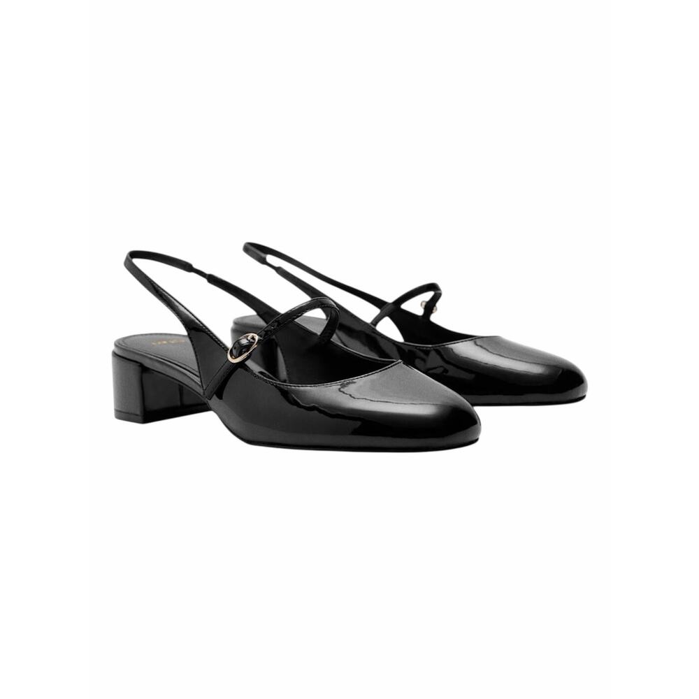 Mango Patent Leather Effect Slingback Mary Jane Pump Black Size 40 - Picture 2 of 10